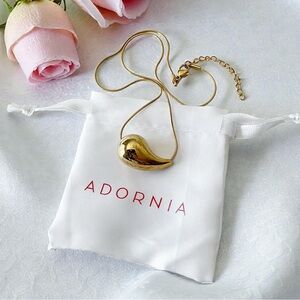 Adornia 14K Gold-Plated Sculptural Teardrop Pendant Necklace 15+2”